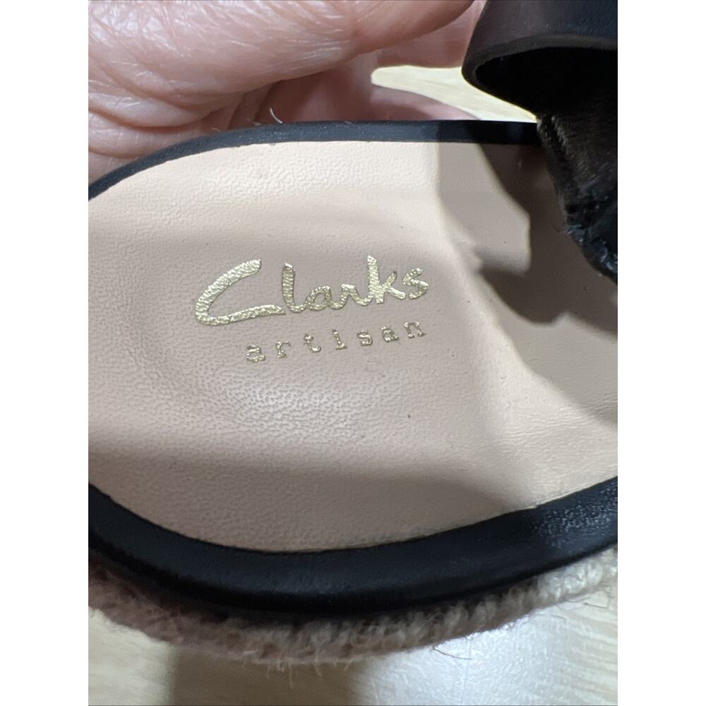 Clark's Artisan Wedge Sandal Black Leather Rubber Sole Womens Size 12M - Picture 9 of 12